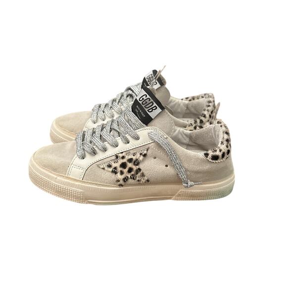 Golden Goose 'May' Superstar Mixed Media Leopard Star Low-Top Sneakers Size 7 - Picture 1 of 9